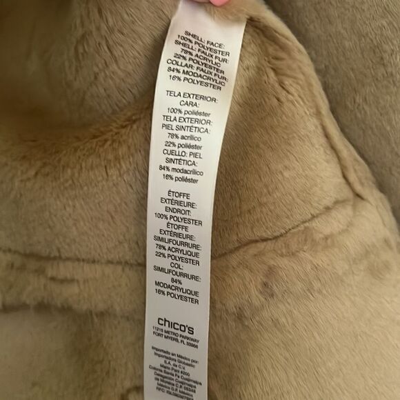 Chico’s Tan Faux Shearling and Faux Suede Leather Jacket Size Small - Picture 10 of 15